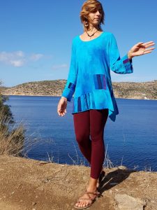 turquoise viscose blouse, patchwork