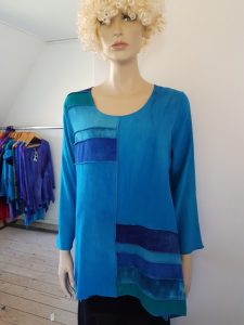 stretch viscose tuniek, met naden 'binnenste buiten'