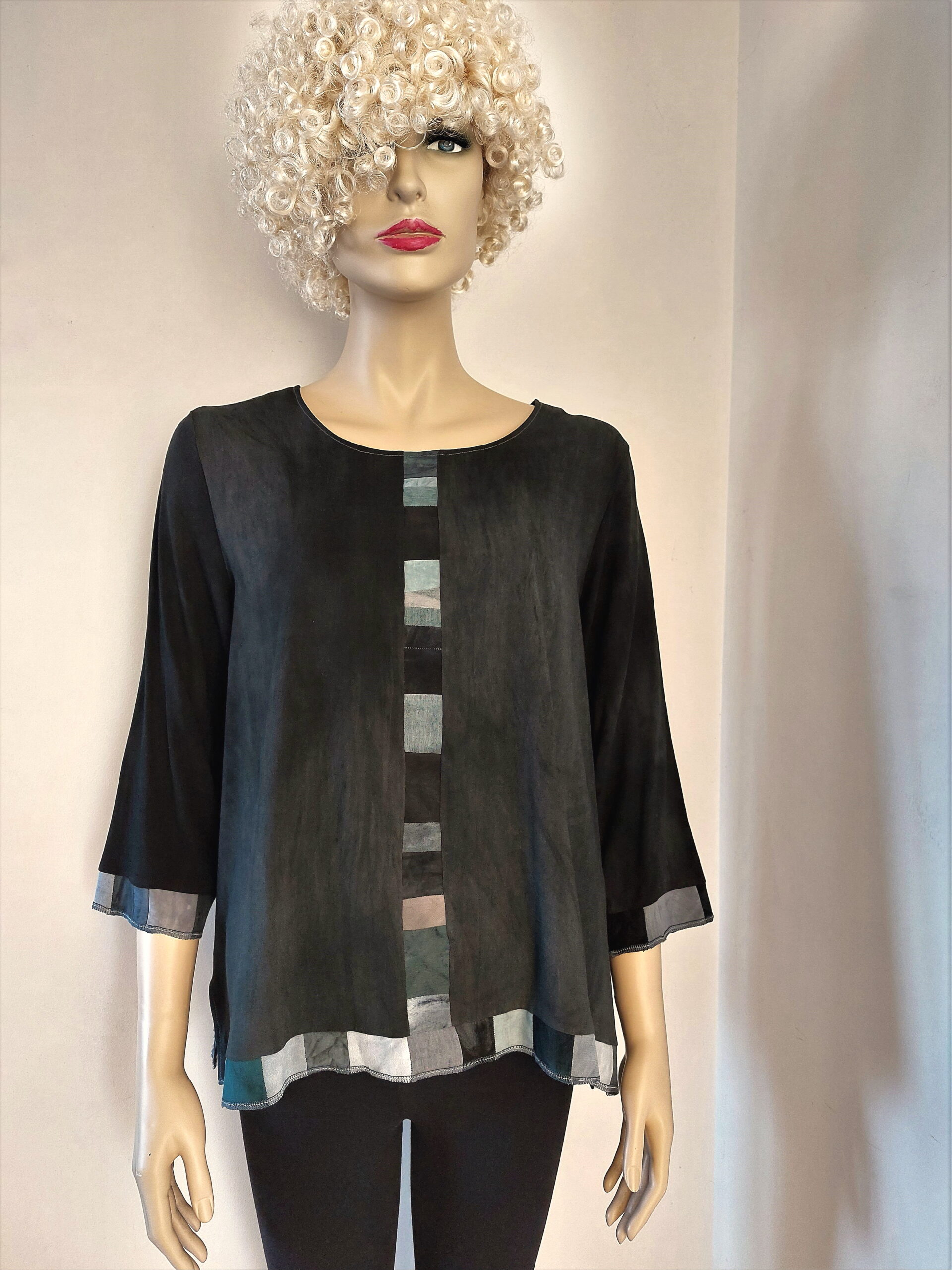 Kortere grijze viscose blouse